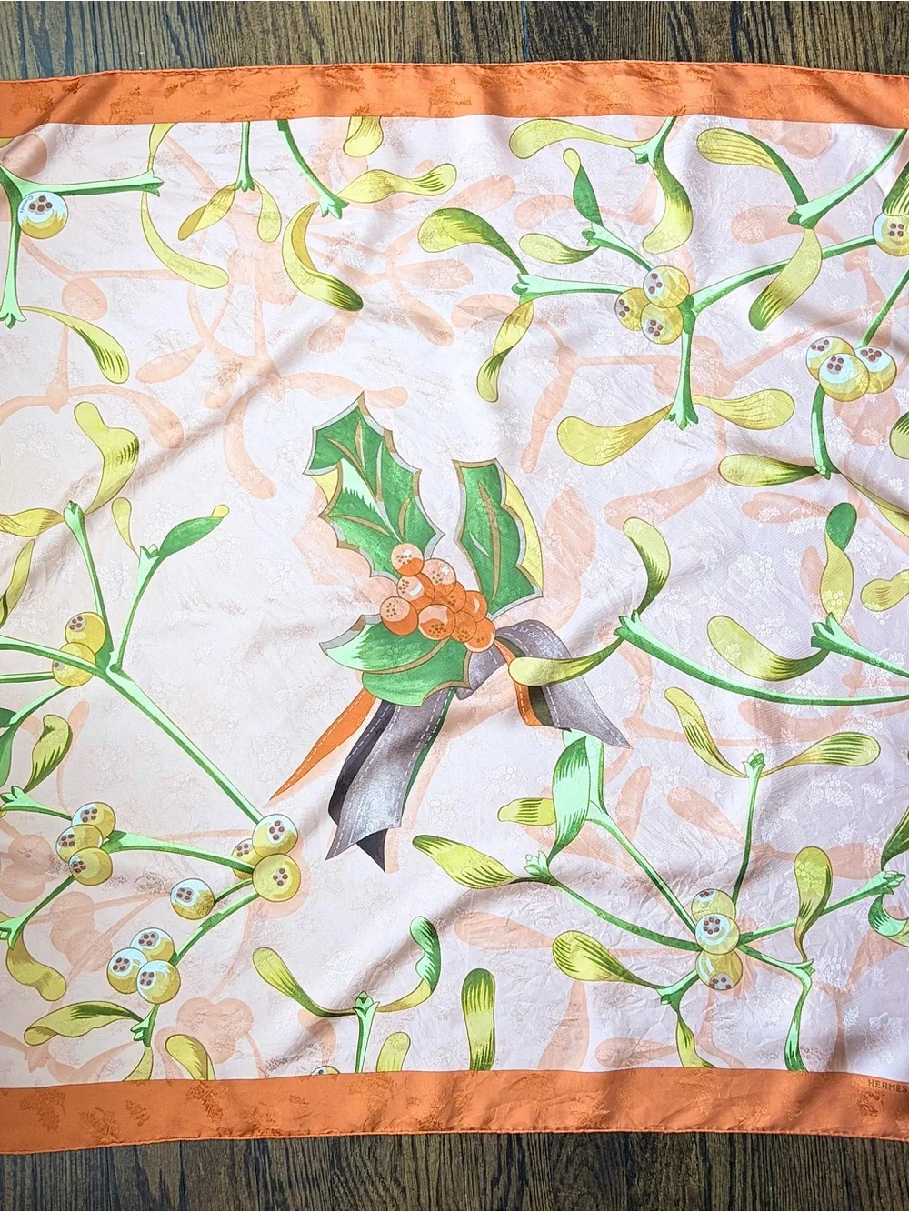 Hermes Pink Orange Green Floral Silk Scarf
